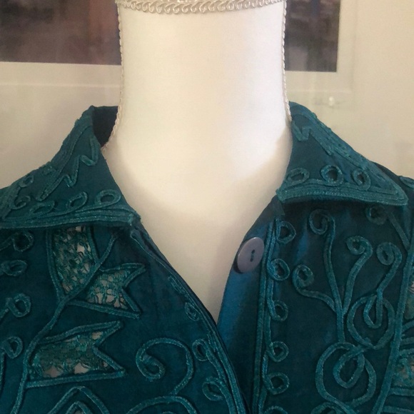 Sandy Starkman Appliqué Jacket 100% Silk - Picture 2 of 12